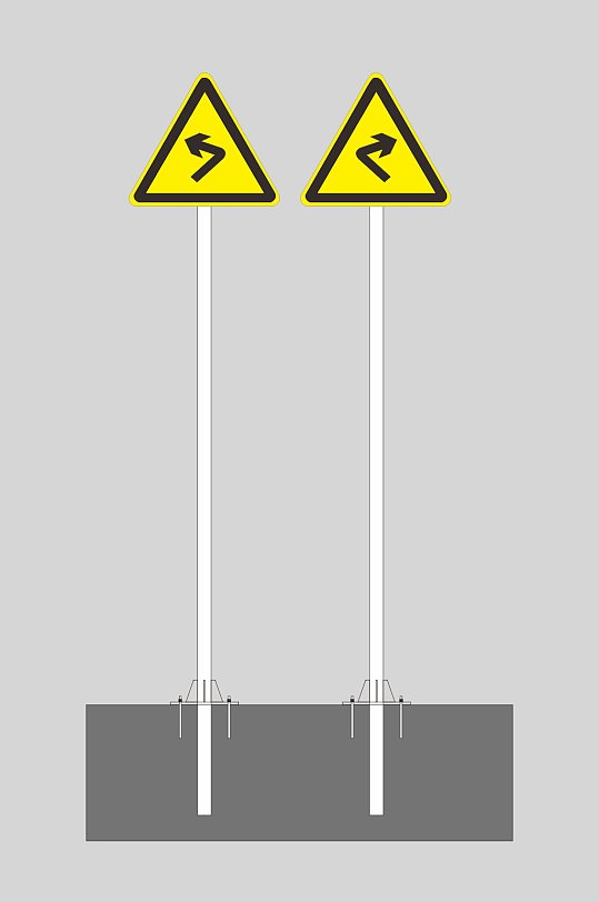 交通标示标牌路标左转弯右转弯