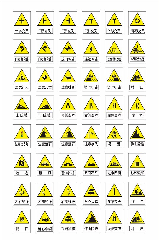 道路交通标志警示牌路标大全