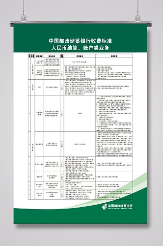 中国邮政收费标准账户类业务