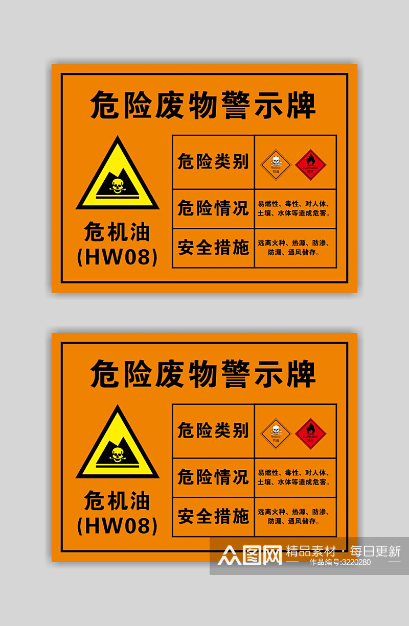 危险废物危机油警示牌素材