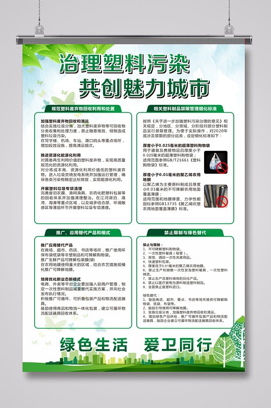 治理塑料污染展板海报