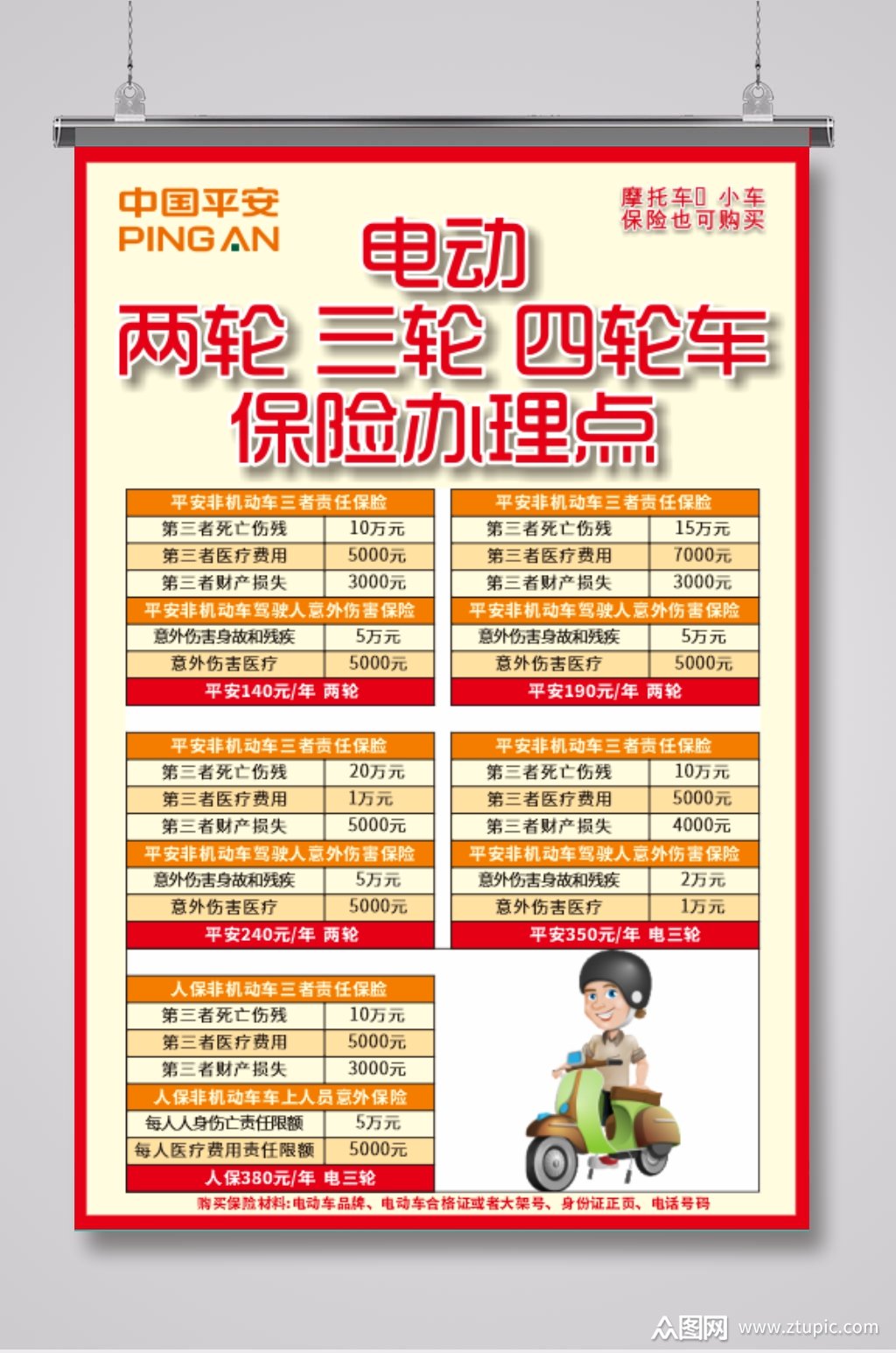 电动车保险办理海报素材