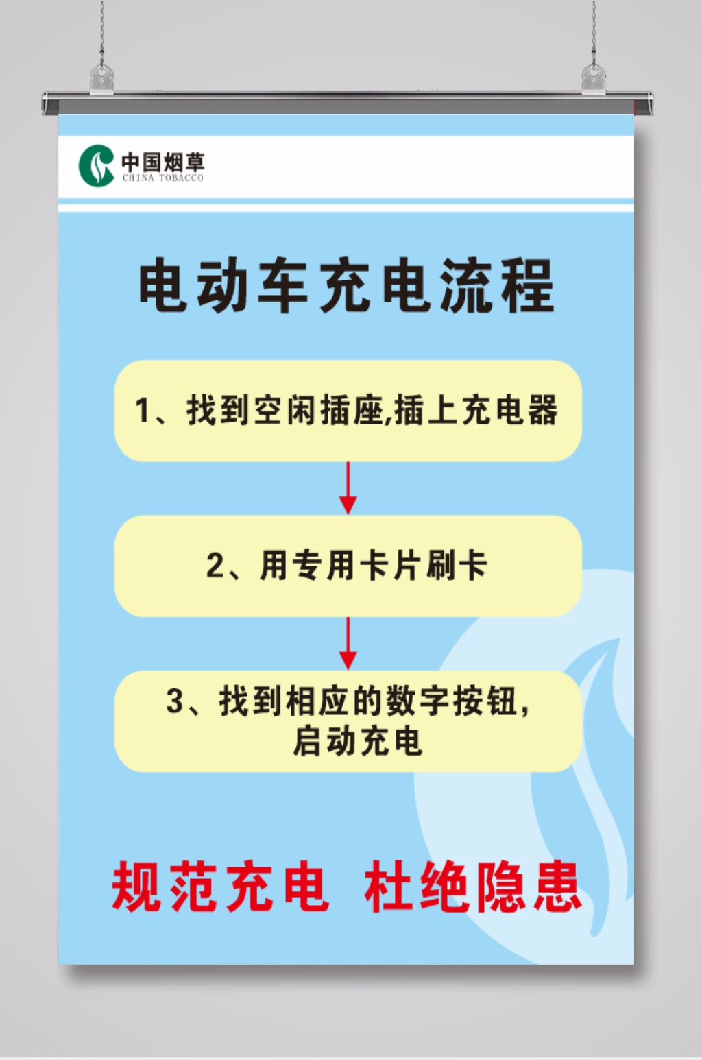 中国烟草电动车充电流程素材