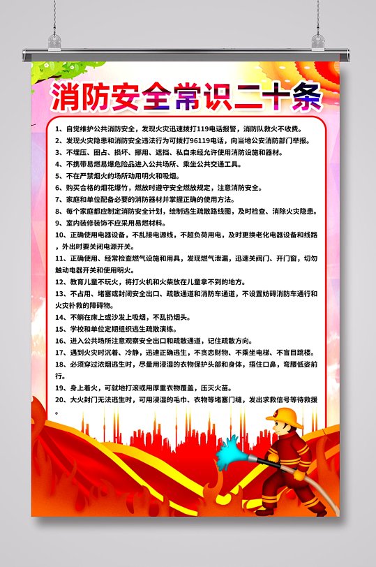 消防安全常识海报-众图网