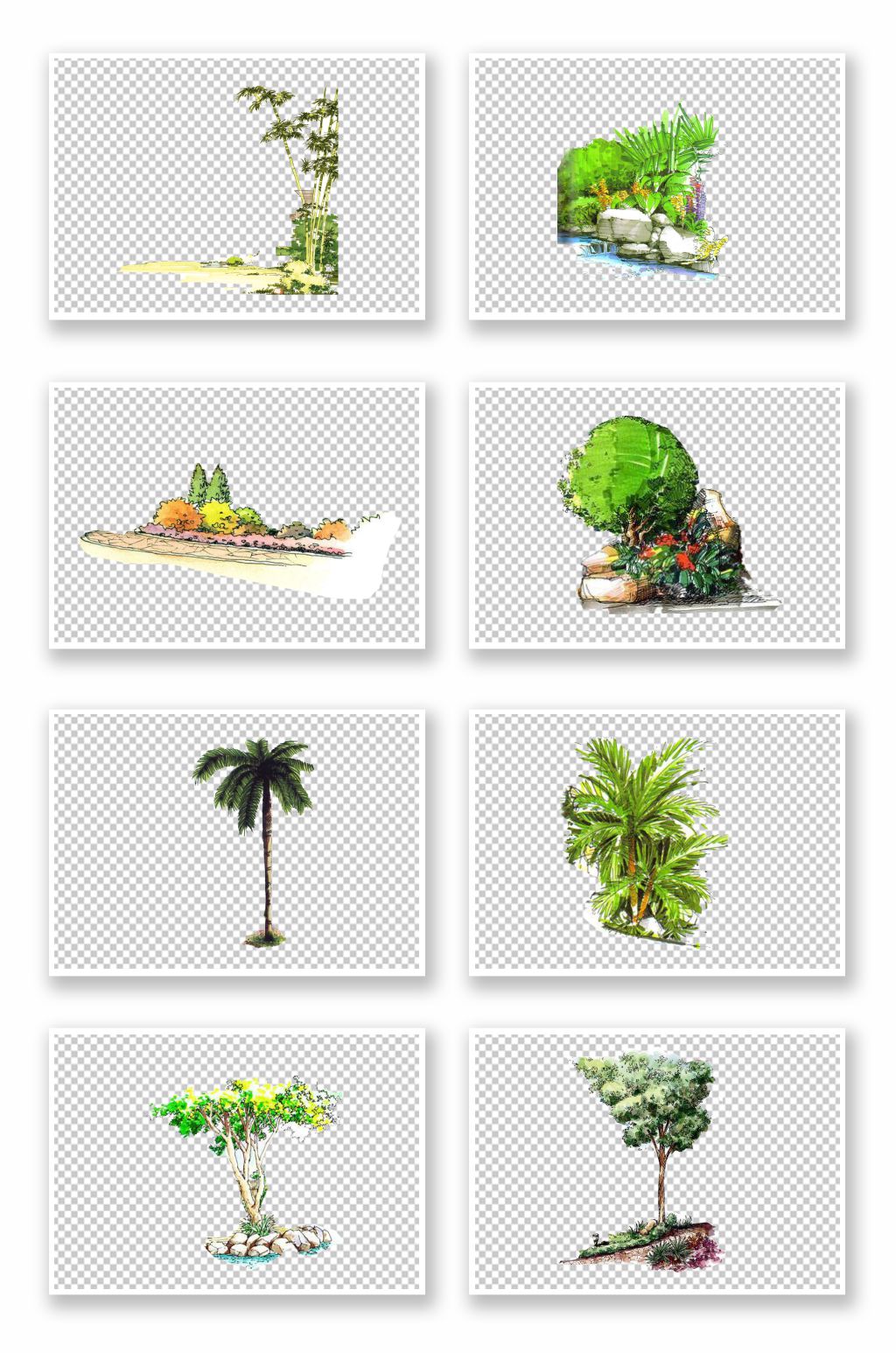 园林景观后期插画免抠素材13素材