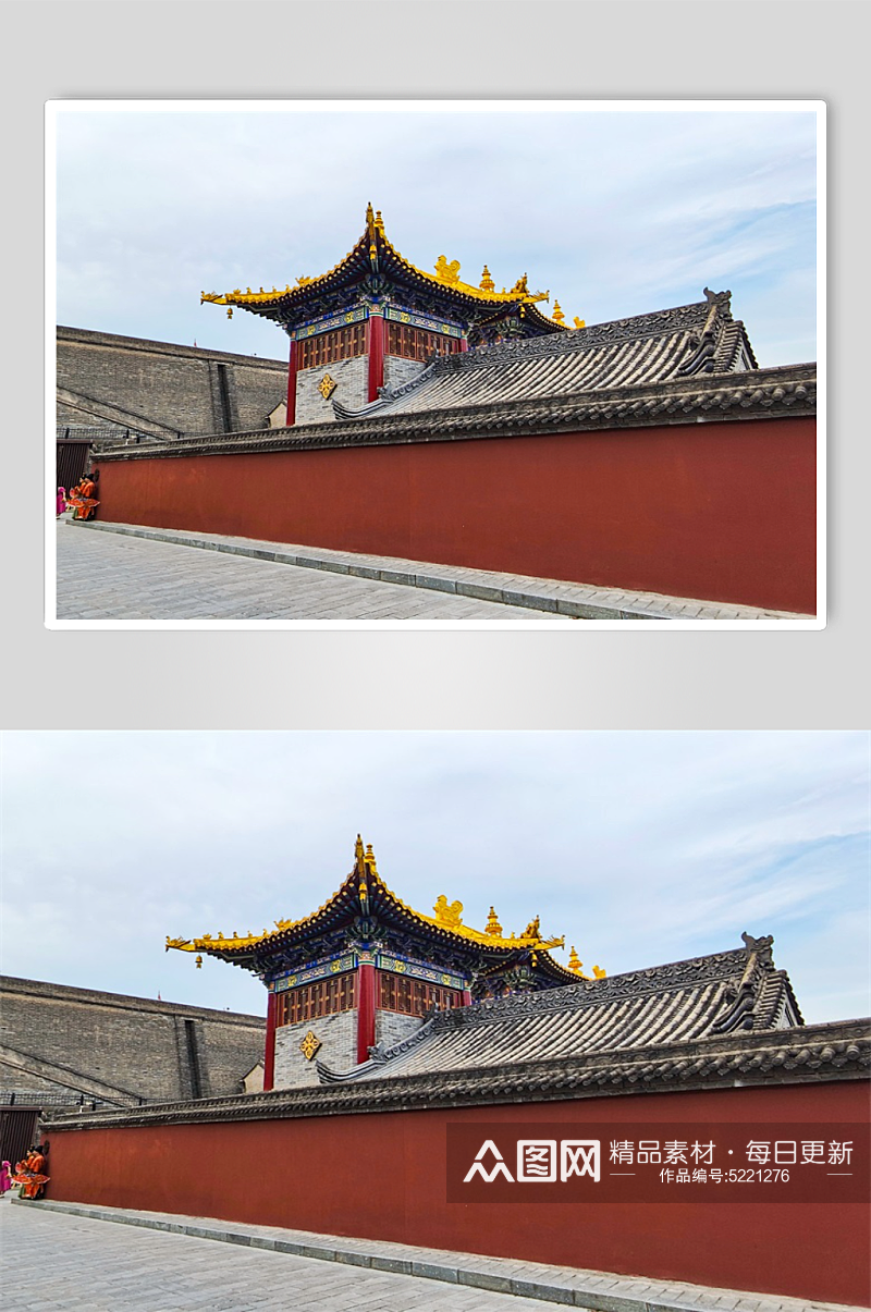 西安城墙脚下广仁寺藏传佛教寺院建筑素材