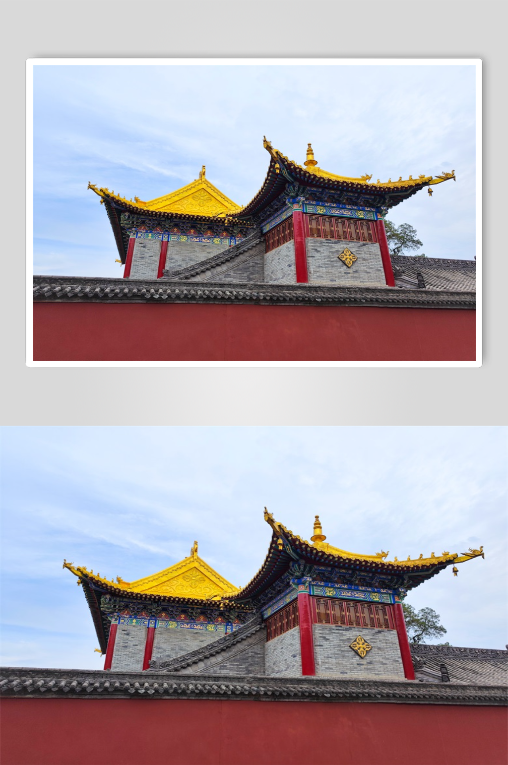 城墙下的广仁寺金顶红墙素材