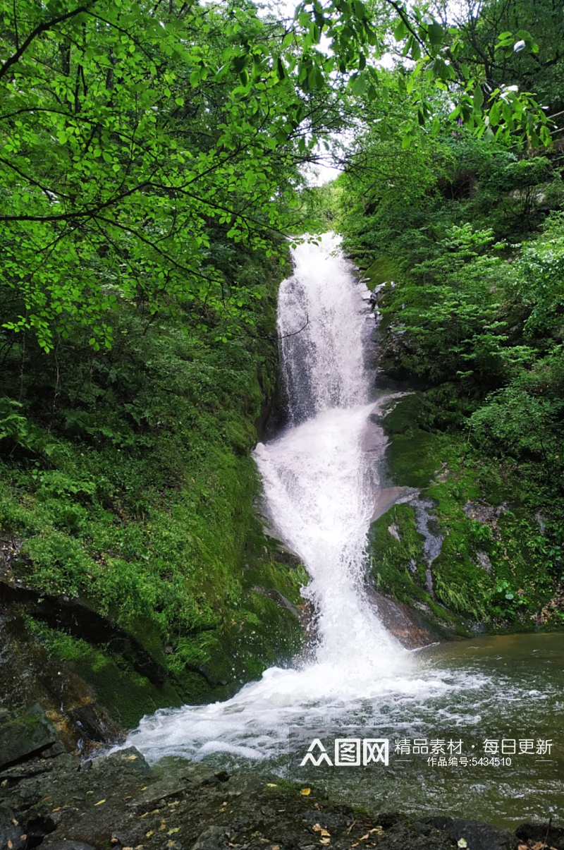 祥峪森林公园瀑布风光素材