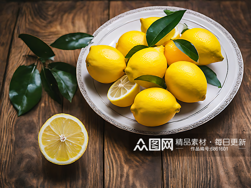 摄影风柠檬和柠檬汁AI数字艺术素材