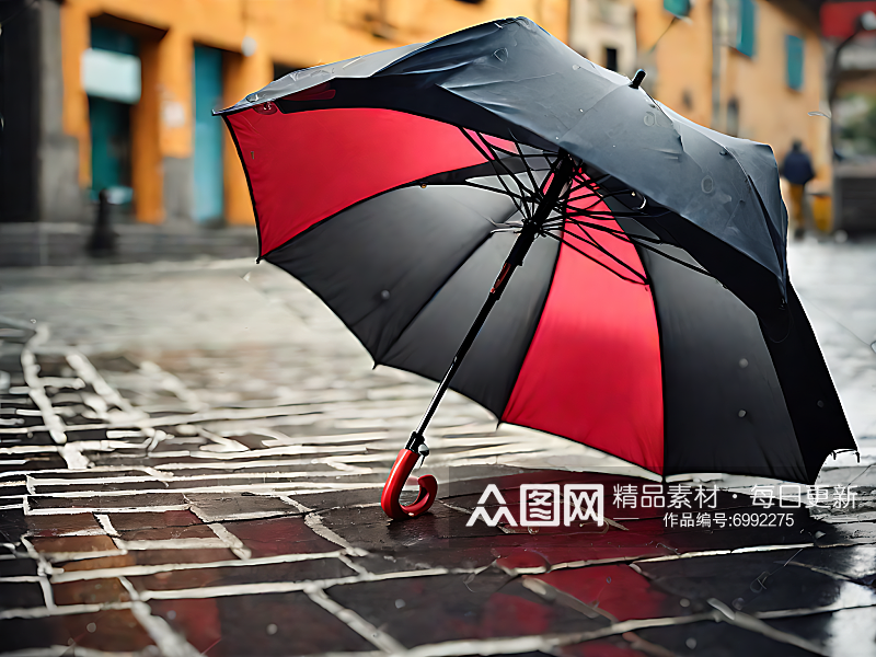 摄影风地面上的雨伞AI数字艺术素材