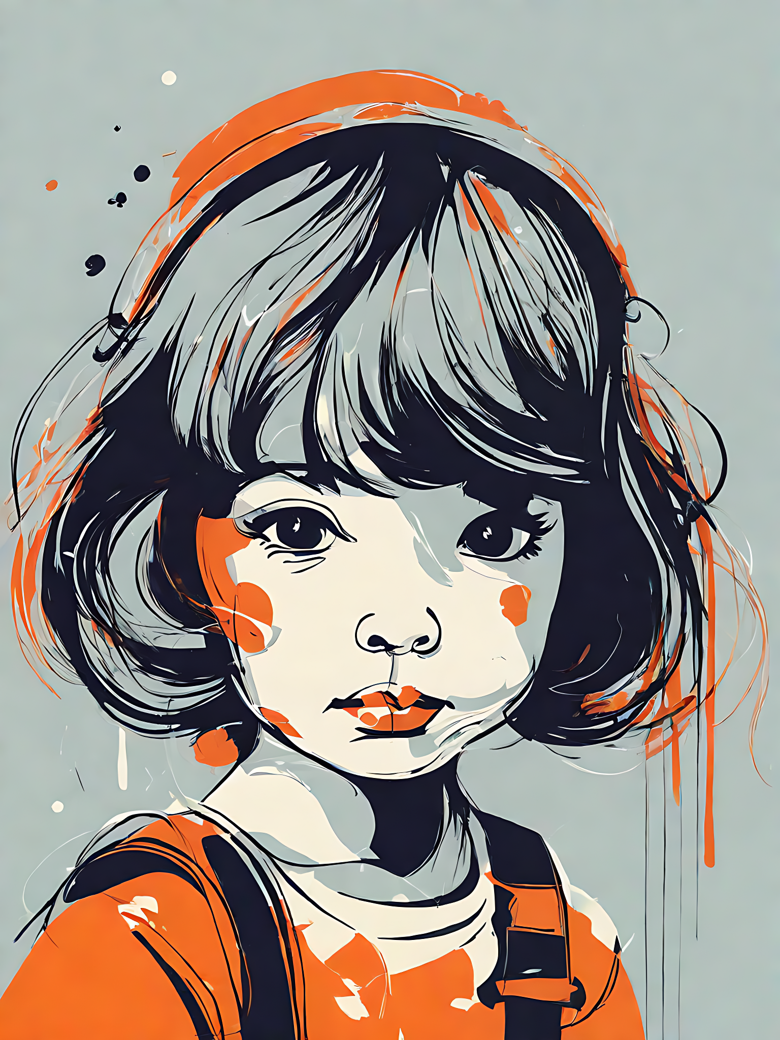 卡通风小女孩插图AI数字艺术素材