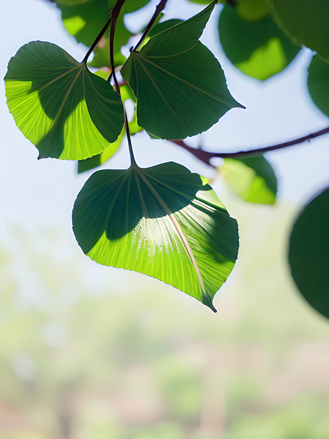 摄影图阳光下的绿叶AI数字艺术素材