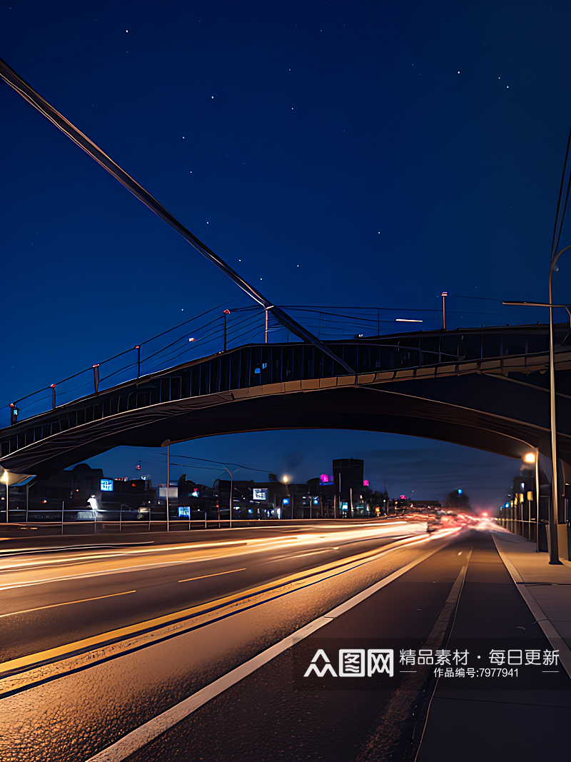 摄影风唯美晚上城市立交桥AI数字艺术素材