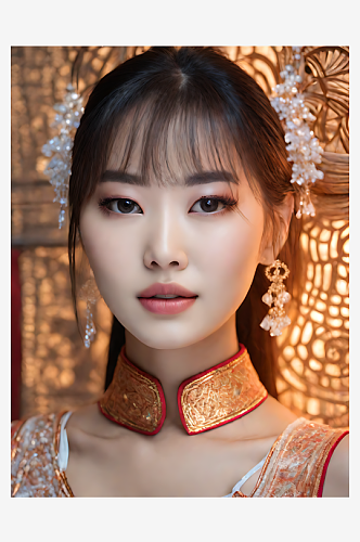 摄影风亚洲美女模特AI数字艺术
