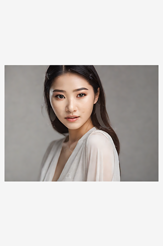 摄影风亚洲美女模特AI数字艺术