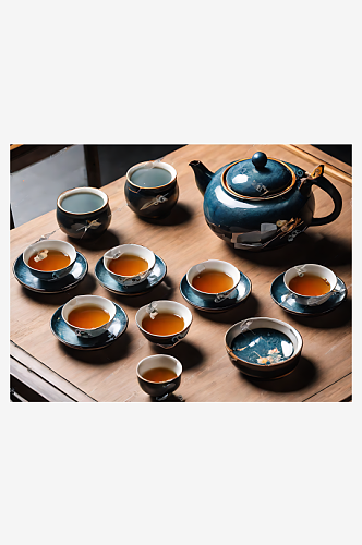 摄影风一套中国茶具AI数字艺术