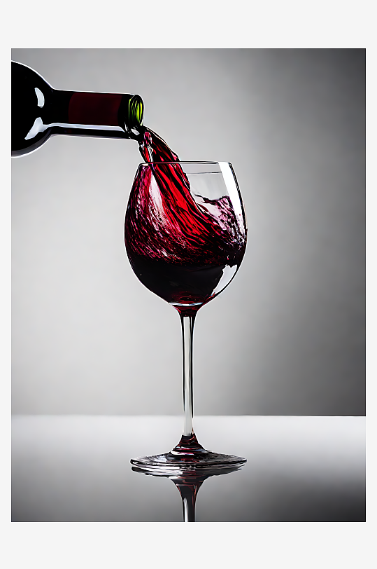 摄影风倒入杯中的红酒AI数字艺术