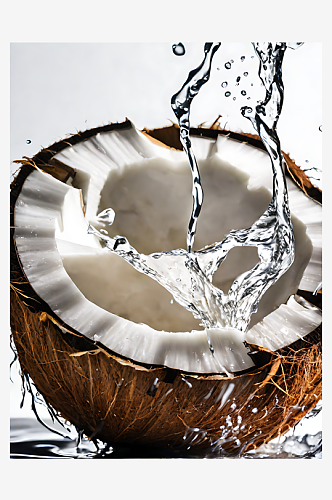 水果摄影图AI数字艺术切开的椰子