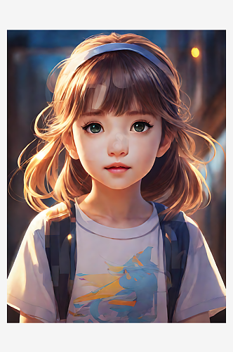 动漫风可爱的小女孩图片AI数字艺术