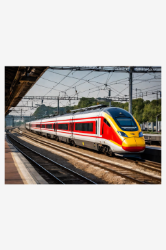 轨道上的高速列车AI数字艺术摄影
