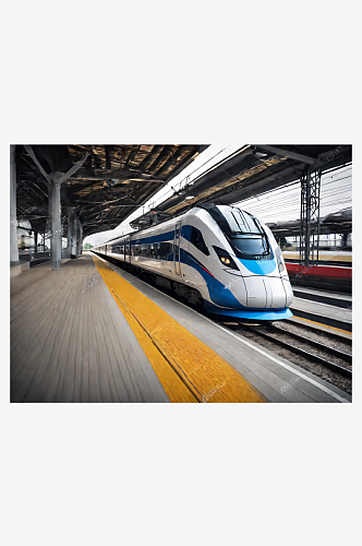 轨道上的高速列车摄影图AI数字艺术