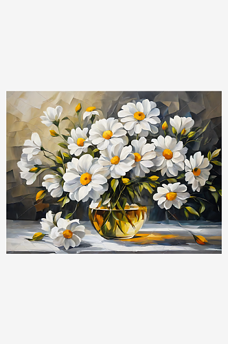 AI数字艺术纯洁白色花卉油画