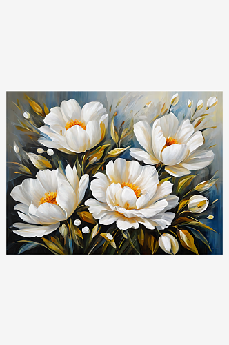 AI数字艺术纯洁白色花卉油画