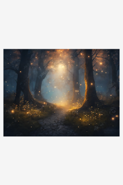 AI数字艺术写实风格森林夜景
