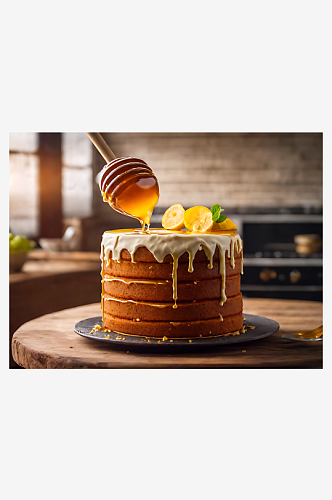 AI数字艺术摄影风蜂蜜蛋糕