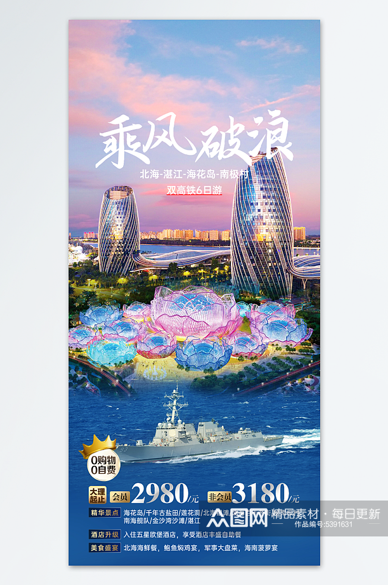 乘风破浪旅游海报素材