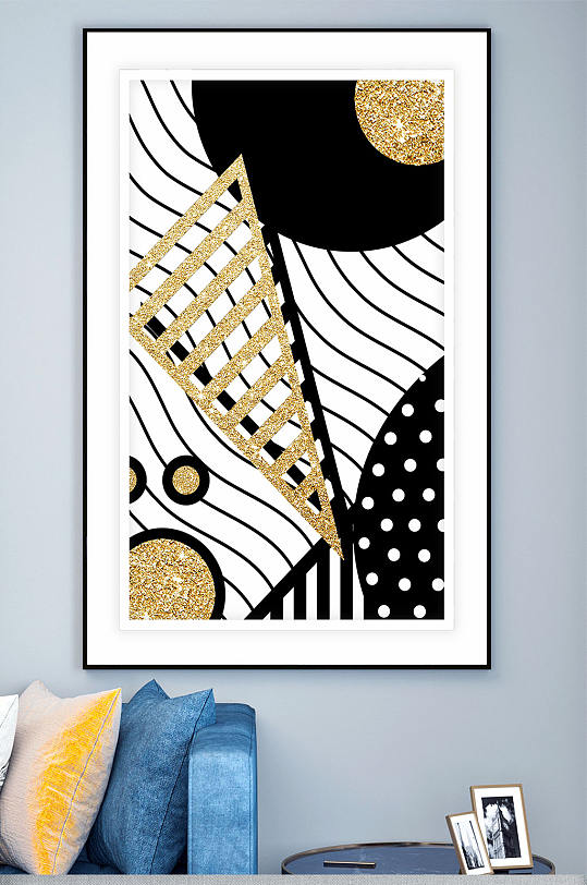 黑金时尚简约图案装饰画