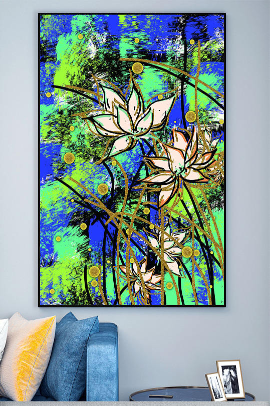 抽象植物荷花图案装饰画