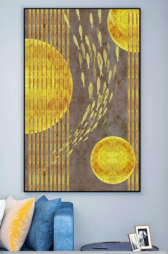 鱼群抽象装饰画图片-鱼群抽象装饰画设计素材-鱼群抽象装饰画模板下载