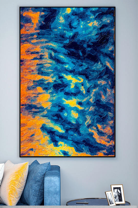 彩色肌理油画图案装饰画