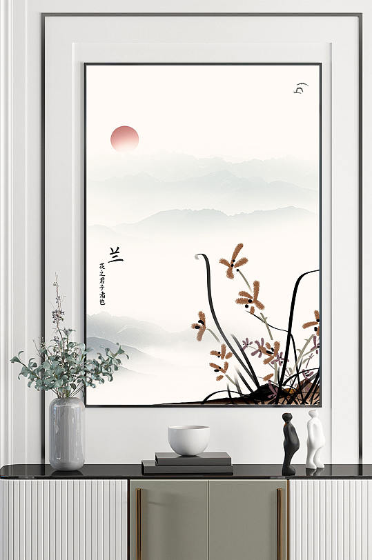 兰花艺术水墨植物装饰画-众图网