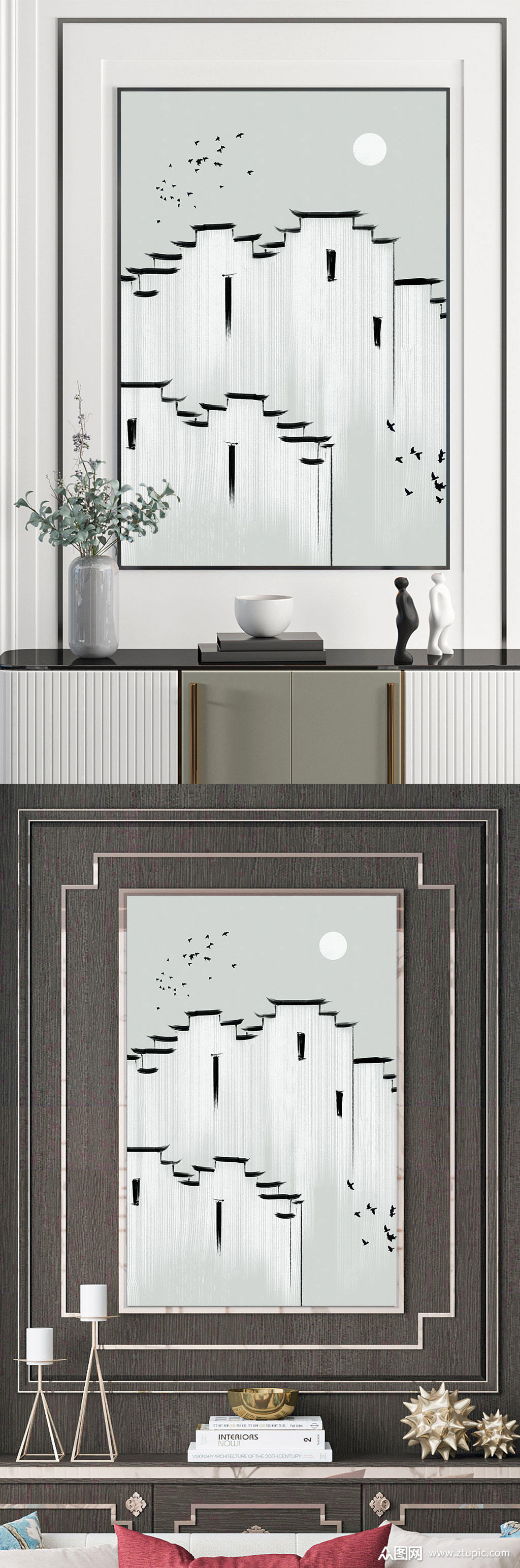 徽派建筑青瓦白墙装饰画