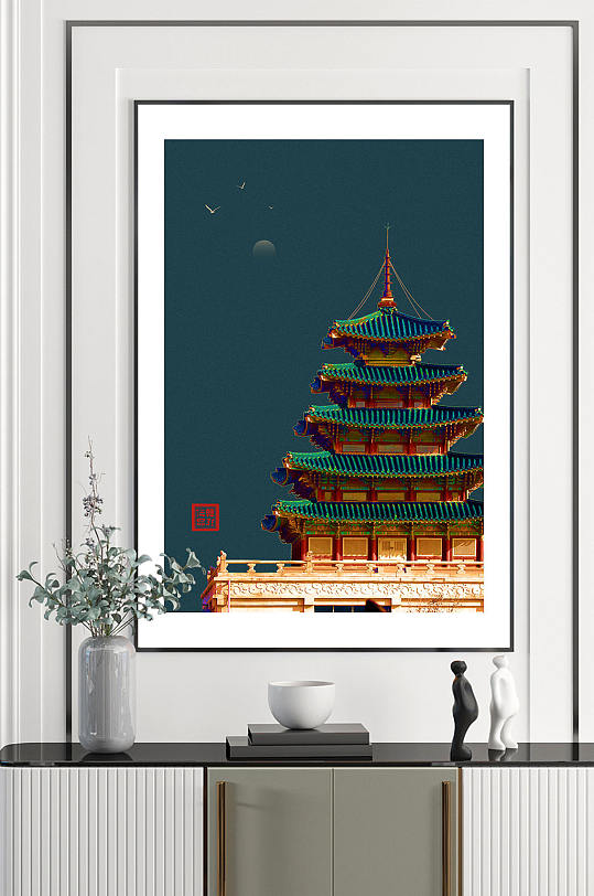 中国风宫廷古风阁楼装饰画