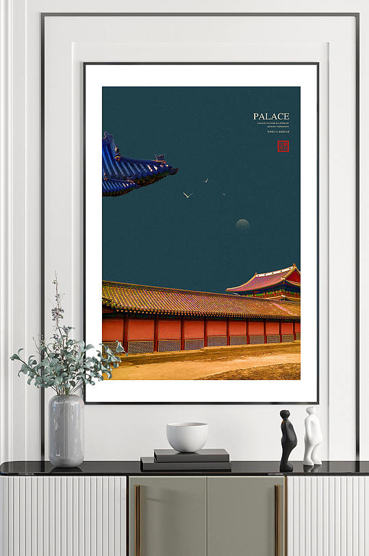 中国风古典宫廷院落装饰画-众图网