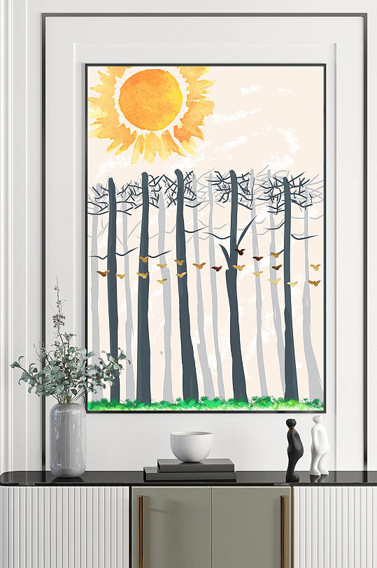 卡通树林简约清新装饰画