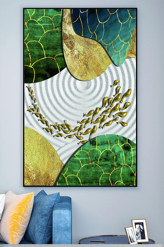 抽象金箔植物抽象装饰画