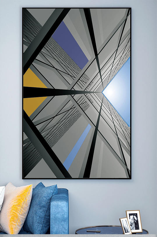 城市建筑抽象色彩装饰画