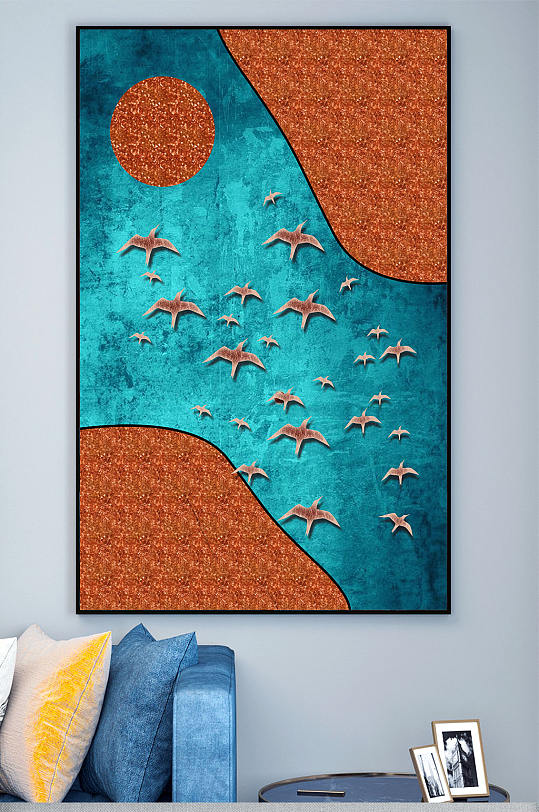 飞鸟现代抽象客厅装饰画