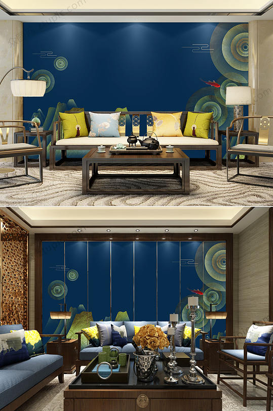 创意山水抽象意境背景墙-众图网