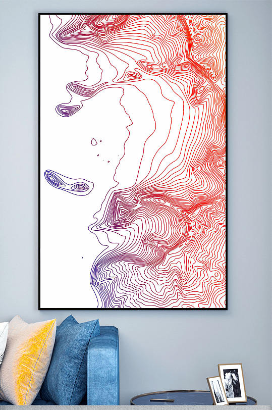 风格彩色抽线条图案装饰画