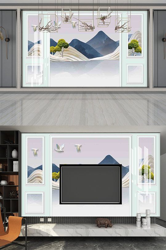 江山如画电视背景墙