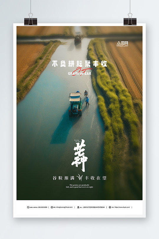簡約二十四節(jié)氣芒種海報