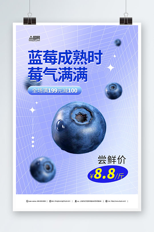蓝莓水果促销海报-众图网