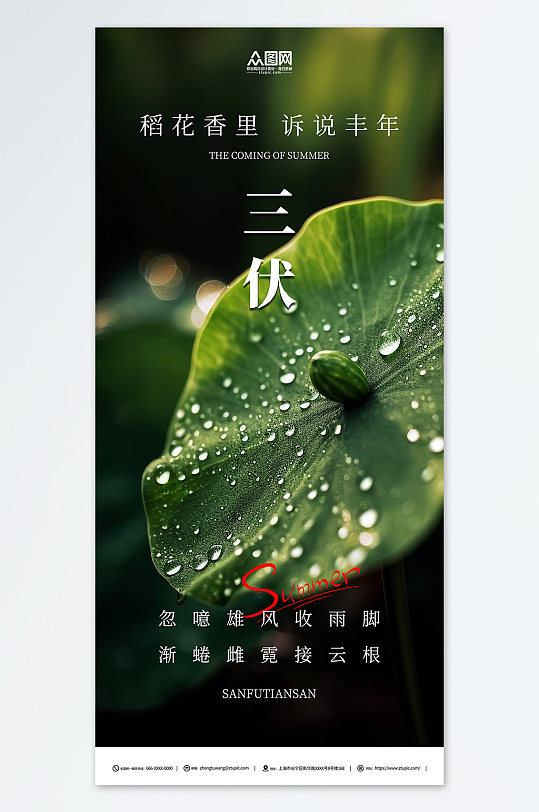 创意入伏初伏夏季三伏天海报