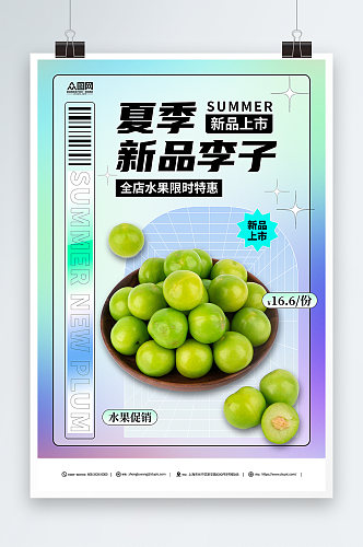 夏日李子水果促销海报