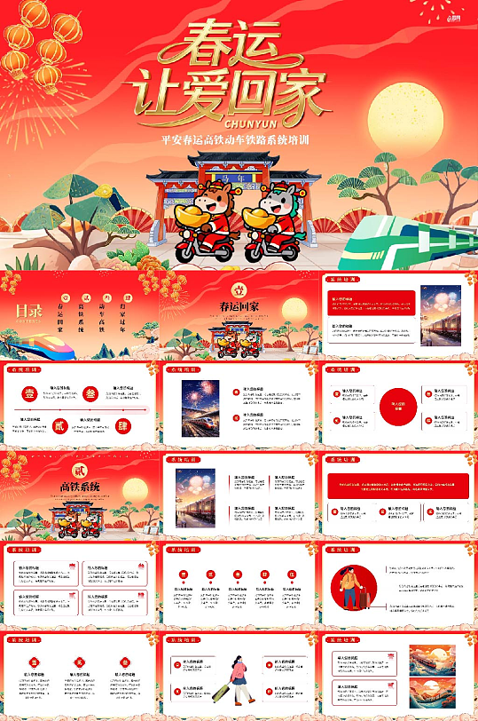 平安春运高铁动车铁路系统培训PPT-众图网